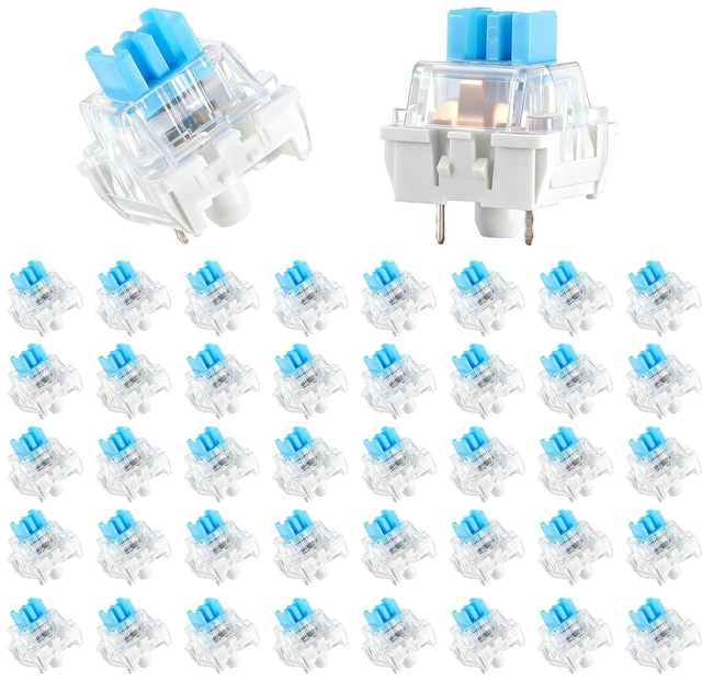 Main image of 50 PCS 3 PIN Dustproof Blue Clicky Mechanical Keyboard Switches with Puller & Clear Storage Box, Accurate Typing Replacement for LED/Gaming Keyboards & 3D Prints