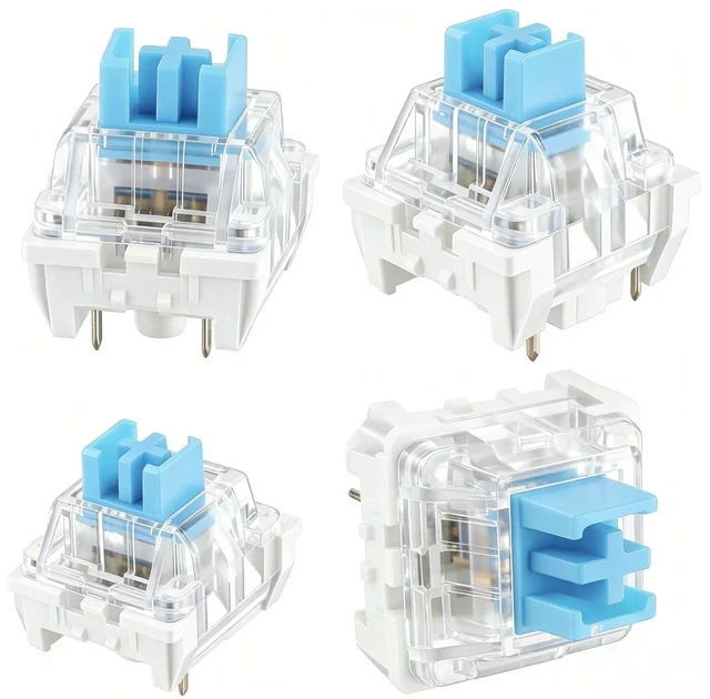 Alt view image 3 of 7 - 50 PCS 3 PIN Dustproof Blue Clicky Mechanical Keyboard Switches with Puller & Clear Storage Box, Accurate Typing Replacement for LED/Gaming Keyboards & 3D Prints