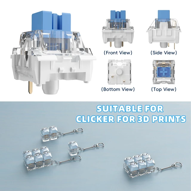 Alt view image 6 of 7 - Zhouwang 108 PCS Blue Mechanical Keyboard Switches,Clicky Switches | Crisp Click Sound and Tactile FeedbackSuitable for clicker for 3D Prints Complete DIY Replacement Kit