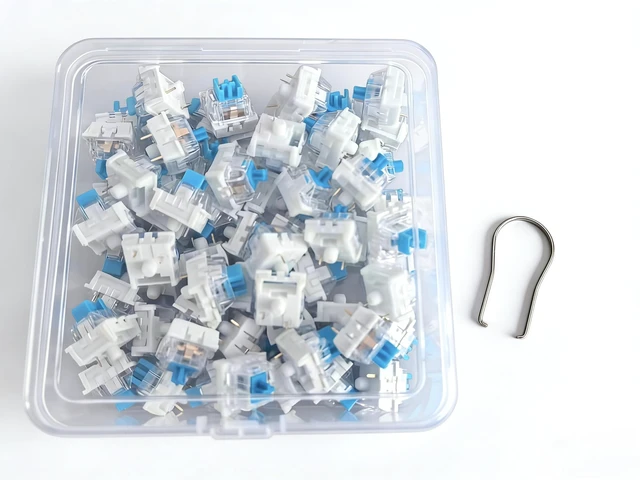 Alt view image 7 of 7 - 50 PCS 3 PIN Dustproof Blue Clicky Mechanical Keyboard Switches with Puller & Clear Storage Box, Accurate Typing Replacement for LED/Gaming Keyboards & 3D Prints