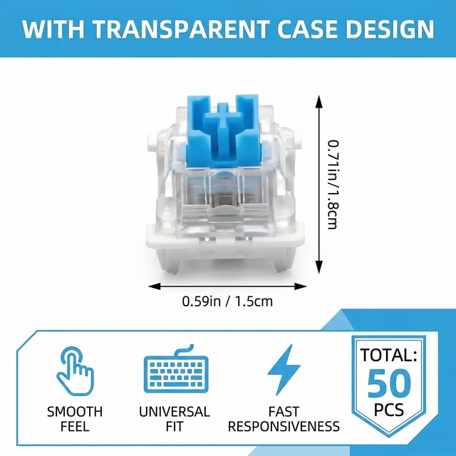 Alt view image 2 of 6 - 50 Pieces Clickers for 3D Prints,Keyboard Clicker for 3D Prints,Clicky Switches Suitable for 3D Printing,Dustproof,Segmented Shaft,Mechanical Keyboard Switches and Clickers for 3D Printed Fidgets