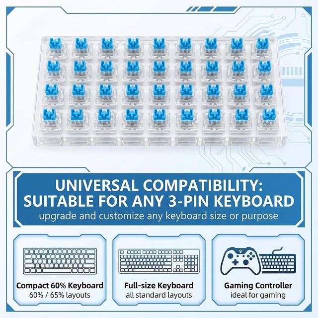 Alt view image 3 of 6 - 50 Pieces Clickers for 3D Prints,Keyboard Clicker for 3D Prints,Clicky Switches Suitable for 3D Printing,Dustproof,Segmented Shaft,Mechanical Keyboard Switches and Clickers for 3D Printed Fidgets