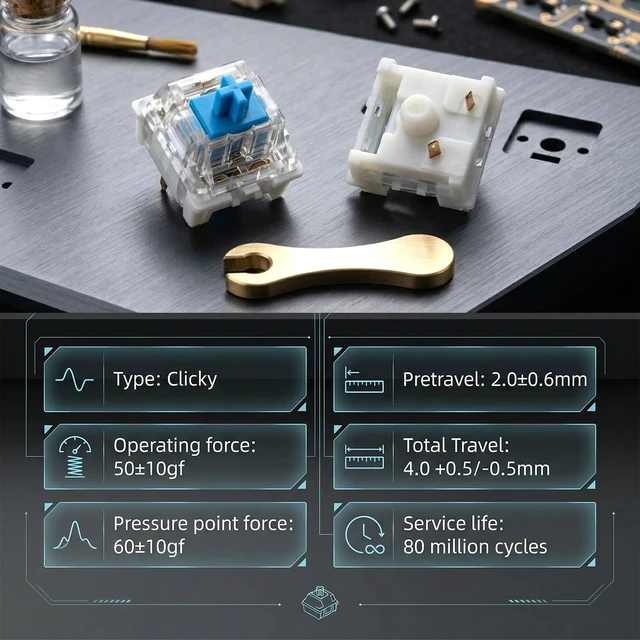 Alt view image 3 of 7 - 36Pcs Blue Mechanical Keyboard Switches 3-Pin Keyboard Clicker Clicky Tactile MechanicalKeyboard Switches Clicky Accurate Typing DIY Replacement Kit for 3D Prints GamingKeyboard