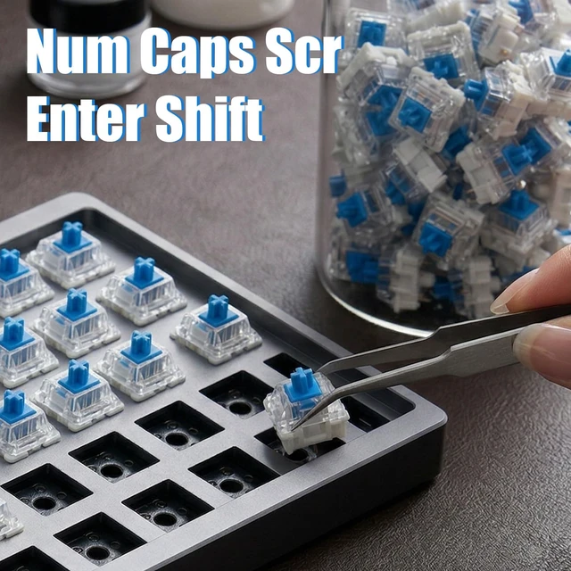 Alt view image 4 of 7 - 36Pcs Blue Mechanical Keyboard Switches 3-Pin Keyboard Clicker Clicky Tactile MechanicalKeyboard Switches Clicky Accurate Typing DIY Replacement Kit for 3D Prints GamingKeyboard