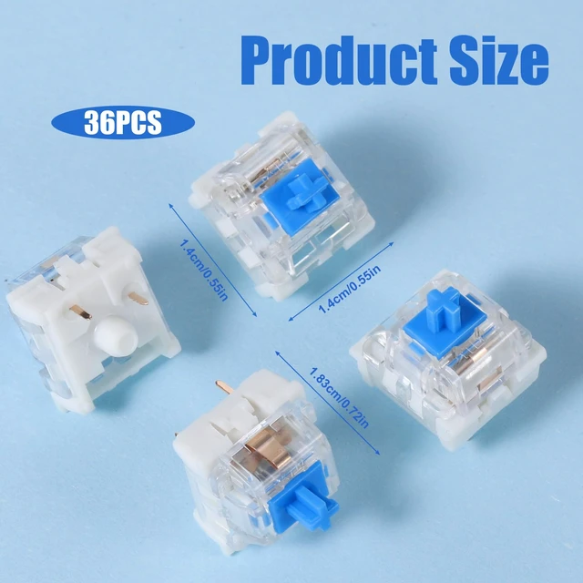 Alt view image 2 of 7 - 36Pcs Blue Mechanical Keyboard Switches 3-Pin Keyboard Clicker Clicky Tactile MechanicalKeyboard Switches Clicky Accurate Typing DIY Replacement Kit for 3D Prints GamingKeyboard