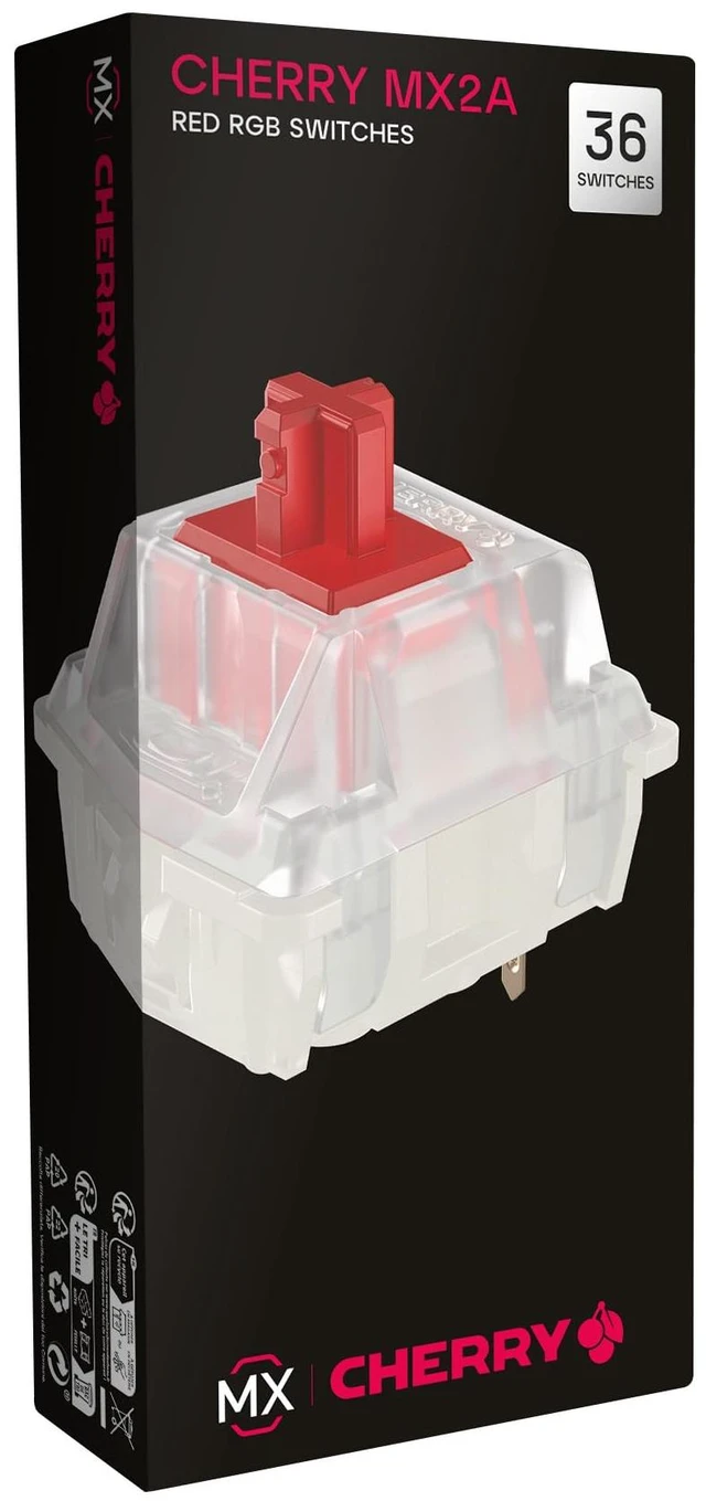 Main image of MX2A RGB RED Switch Kit, 36 Mechanical Keyboard Switches, Ideal for DIY, Hot Swap or Gaming Keyboard, Linear Switch with No Click, Smooth & Direct
