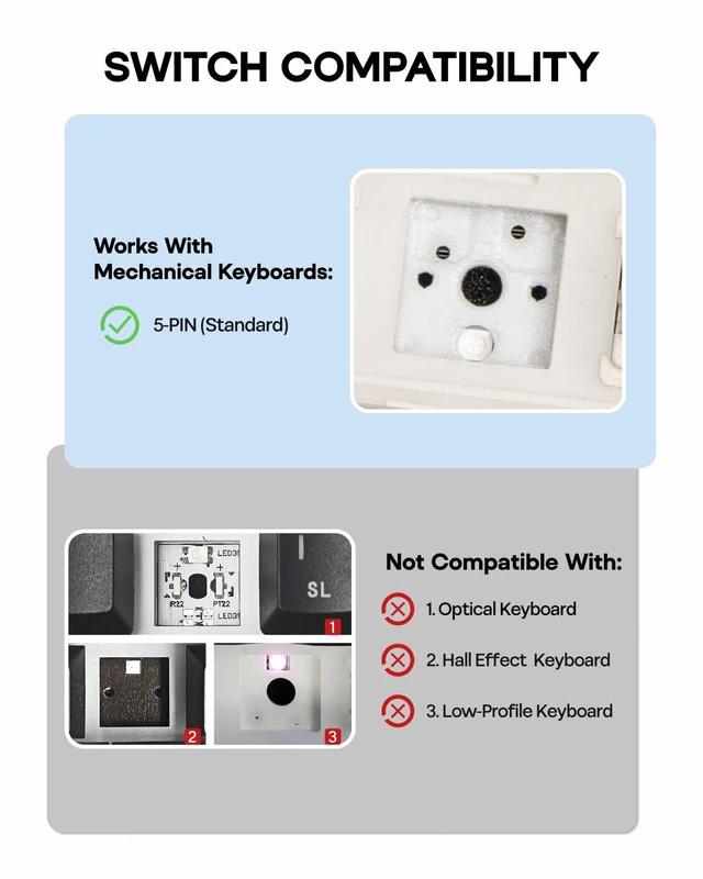 Alt view image 6 of 7 - Whisper Linear Keyboard Switches, 5-Pin Thocky Mechanical Switches | 40gf Gaming Keyboard Switches, Factory Pre-Lubed for Buttery Smooth Typing, 100PCS for 60%98% Mechanical Keyboards