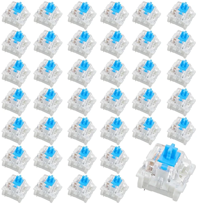 Main image of 40 Pcs Mechanical Keyboard Switches 3 Pin Blue Keyboard Clicker Replacement Clicky Switches Dustproof Clicker Pre-Lubricated Keyboards Accessories for Mechanical Gaming Keyboards