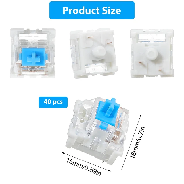 Alt view image 2 of 7 - 40 Pcs Mechanical Keyboard Switches 3 Pin Blue Keyboard Clicker Replacement Clicky Switches Dustproof Clicker Pre-Lubricated Keyboards Accessories for Mechanical Gaming Keyboards