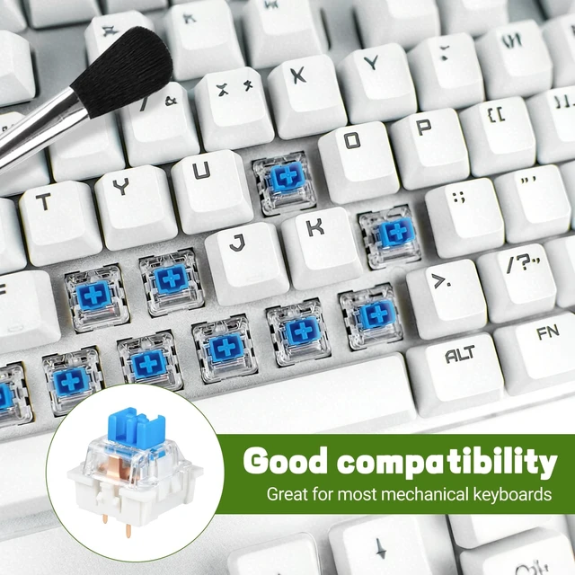 Alt view image 4 of 7 - Blue Mechanical Keyboard Switches, 50 Pcs 3 Pin Clicky Keyboard Switches with Switch Puller & Brush, Dustproof and Waterproof Keyboards Accessories for Mechanical Gaming Keyboards