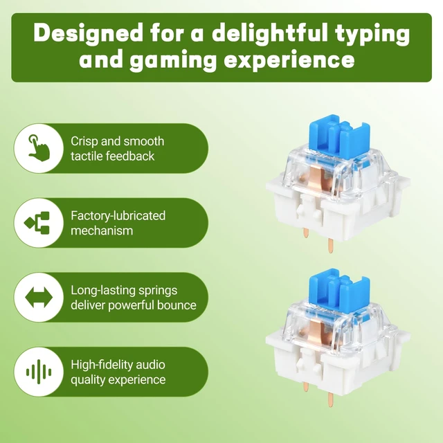 Alt view image 5 of 7 - Blue Mechanical Keyboard Switches, 50 Pcs 3 Pin Clicky Keyboard Switches with Switch Puller & Brush, Dustproof and Waterproof Keyboards Accessories for Mechanical Gaming Keyboards