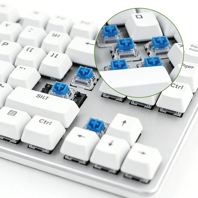 Alt view image 6 of 7 - Blue Mechanical Keyboard Switches, 50 Pcs 3 Pin Clicky Keyboard Switches with Switch Puller & Brush, Dustproof and Waterproof Keyboards Accessories for Mechanical Gaming Keyboards