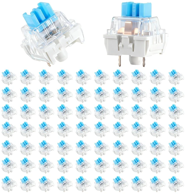 Main image of Mechanical Keyboard Switches, 72 Pcs 3 PIN Blue Keyboard Clicker | Replacement Dustproof Waterproof Keyboards Clicky Switches for Most Gaming Keyboards