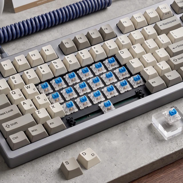 Alt view image 7 of 7 - 55 Pcs Blue 3 Pin Clicky Tactile Mechanical Keyboard Switches, MX Compatible DIY Replacement Kit with Switch Puller, for Beginners Keyboard Users