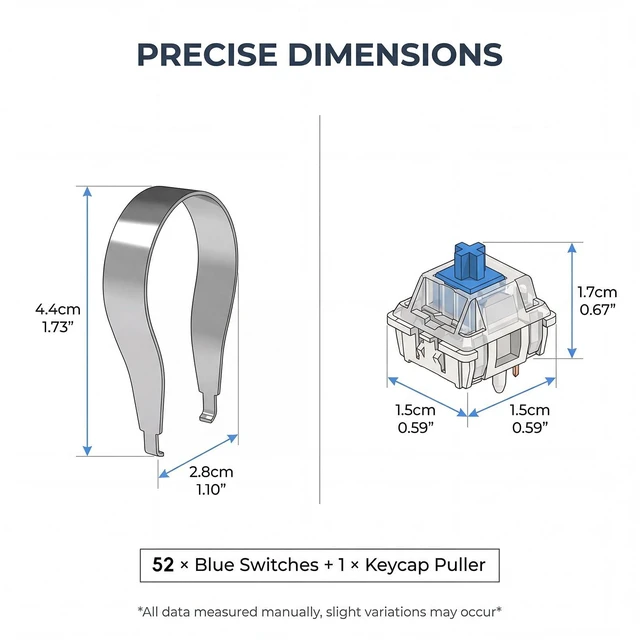Alt view image 2 of 7 - 52PCS Mechanical Keyboard Switches& Tool,3 Pin Blue Clicky Switches | MX style structure,Dustproof Key Clicker Replacement for Gaming Keyboards, DIY Keyboard Builds & Office Typing