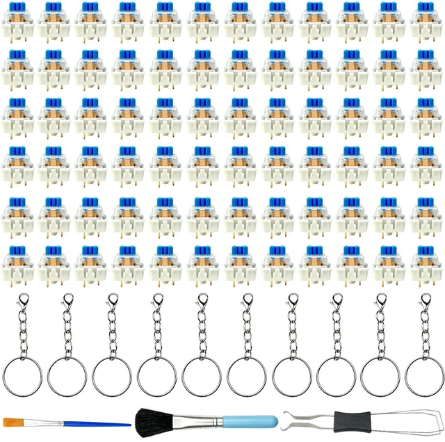 Main image of 72PCS Clickers for 3D Prints Blue Mechanical Switches 3-Pin Clicky Keyboard | Fidget Insert Replacement Dustproof Tactile Key Switch MX Compatible Gaming DIY Keychain Accessories Set