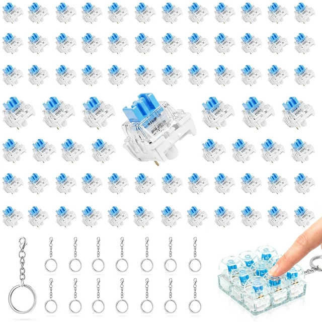 Main image of 75PCS Clickers for 3D Prints,3-Pin Mechanical Keyboard Switches Replacement | Crisp Clicks & Strong Tactile Bump, Perfect for Gaming Keyboard and 3D Printed Fidgets, Extra 15 Key Rings for DIY