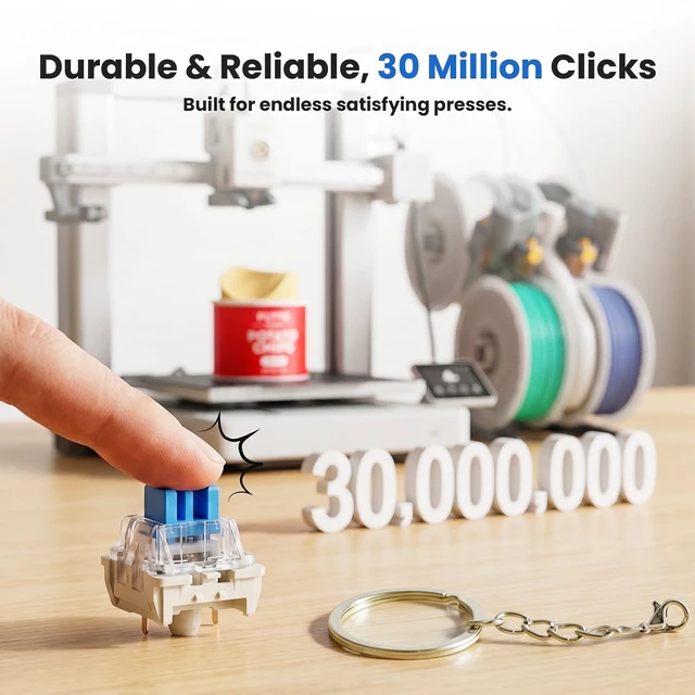 Alt view image 2 of 7 - 75PCS Clickers for 3D Prints,3-Pin Mechanical Keyboard Switches Replacement | Crisp Clicks & Strong Tactile Bump, Perfect for Gaming Keyboard and 3D Printed Fidgets, Extra 15 Key Rings for DIY