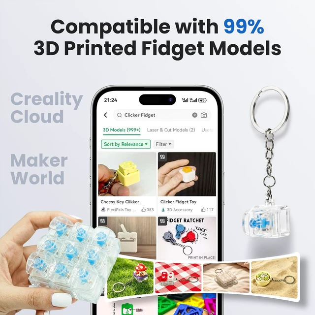 Alt view image 3 of 7 - 75PCS Clickers for 3D Prints,3-Pin Mechanical Keyboard Switches Replacement | Crisp Clicks & Strong Tactile Bump, Perfect for Gaming Keyboard and 3D Printed Fidgets, Extra 15 Key Rings for DIY