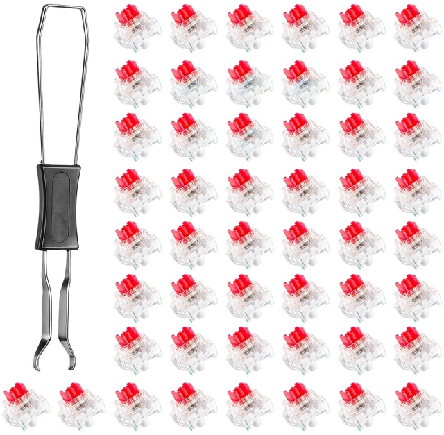 Main image of Keyboard Clicker for 3D Prints, 50 Pcs 3 PIN Mechanical Keyboard Switches | Red Replacement Dustproof Clicker Fidget with Key Puller for Most Gaming Keyboards