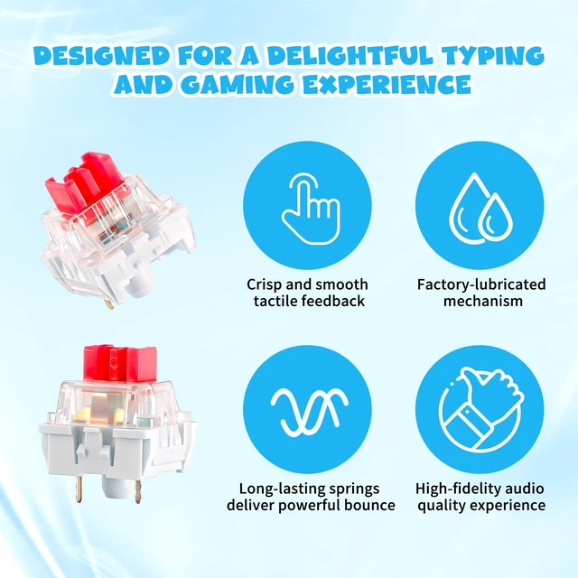 Alt view image 4 of 7 - Keyboard Clicker for 3D Prints, 50 Pcs 3 PIN Mechanical Keyboard Switches | Red Replacement Dustproof Clicker Fidget with Key Puller for Most Gaming Keyboards