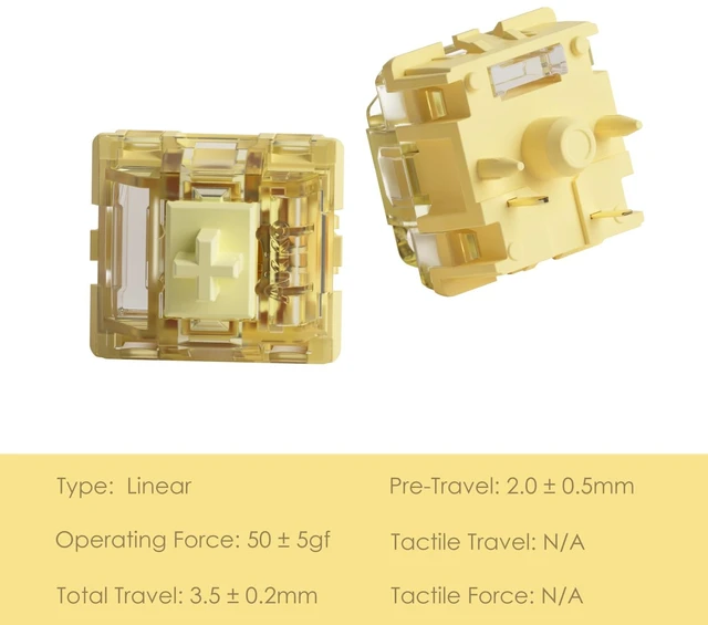 Alt view image 2 of 7 - V5 Creamy Yellow Keyboard Switch with LED Diffuser for Mechanical Gaming Keyboard, 5-Pin 50gf Linear Lubed Switches (45pcs)