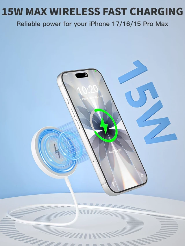 Alt view image 2 of 7 - Magnetic Wireless Charger 10FT Fast Apple Mag-Safe Charger Magnet | Pad iPhone Mag Safe Charging for iPhone 17Pro Max/16 Pro Max/16Pro/16/iPhone 15Pro Max/15 Plus/14/13/12/AirPods 3/2/Pro/Pro 2