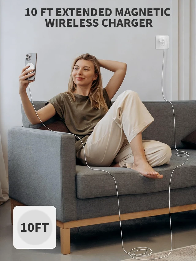 Alt view image 7 of 7 - Magnetic Wireless Charger 10FT Fast Apple Mag-Safe Charger Magnet | Pad iPhone Mag Safe Charging for iPhone 17Pro Max/16 Pro Max/16Pro/16/iPhone 15Pro Max/15 Plus/14/13/12/AirPods 3/2/Pro/Pro 2