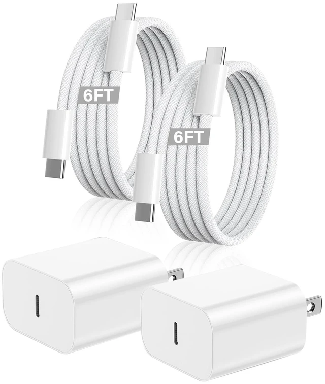 Main image of iPhone 17 16 Charger,2Pack USB C Fast Charger Apple Charge Type C Fast Charging Block&6FT USB C to C Woven Cable Cord for iPhone 17 Pro Max/17 Pro/Air/16 Plus/16E/15 Series/iPad Pro/Air/Mini
