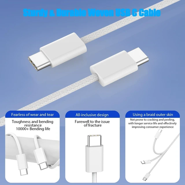 Alt view image 5 of 7 - iPhone 17 16 Charger,2Pack USB C Fast Charger Apple Charge Type C Fast Charging Block&6FT USB C to C Woven Cable Cord for iPhone 17 Pro Max/17 Pro/Air/16 Plus/16E/15 Series/iPad Pro/Air/Mini
