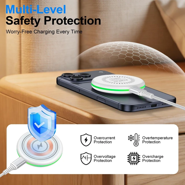 Alt view image 5 of 7 - Charger Pad 25W iPhone Magnetic Fast Charging for iPhone 18Pro Max | 17 Pro Max Air 17e 16 Pro 16 Plus 15 14 13 12,Galaxy S26 Ultra S25FE,Android, with 30W USB-C Adapter, Compatible with MagSafe
