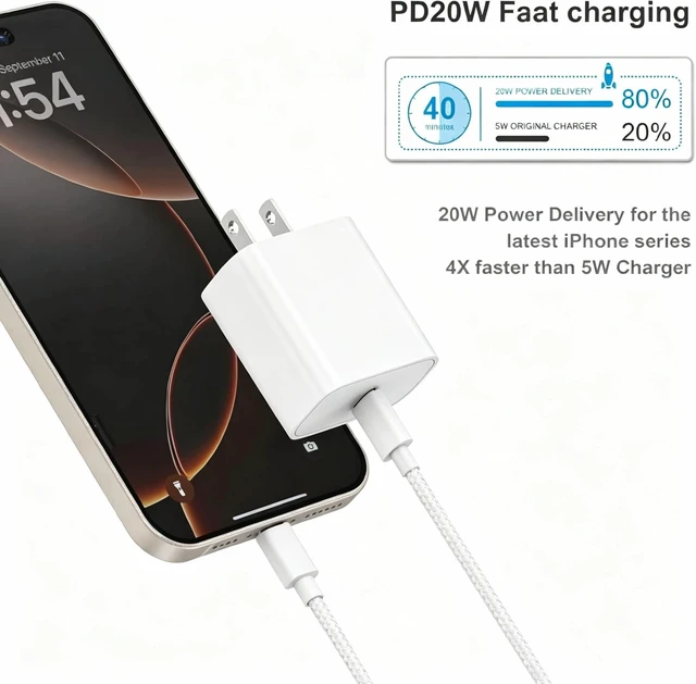 Alt view image 2 of 7 - 20W Mobile Fast Charging Phone Charger Fast Charging Cable 6FT Compatible with Apple iPhone 17 air/ 16/15 pro max/Plus, Long USB C to USB-C Charger 6 feet for iPhone air/17/16/15.
