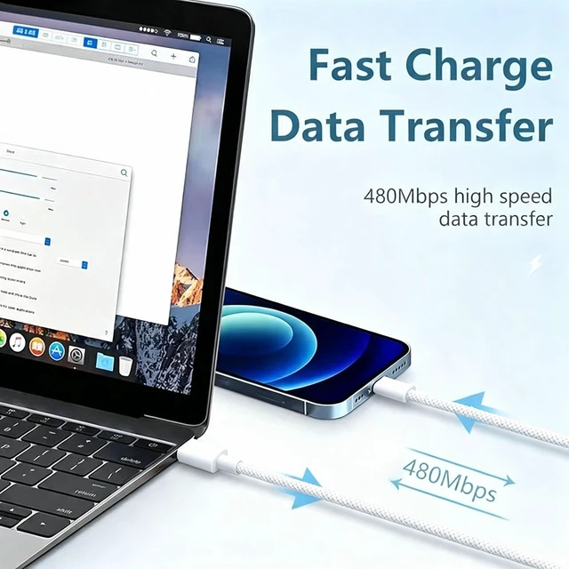 Alt view image 4 of 7 - 20W Mobile Fast Charging Phone Charger Fast Charging Cable 6FT Compatible with Apple iPhone 17 air/ 16/15 pro max/Plus, Long USB C to USB-C Charger 6 feet for iPhone air/17/16/15.
