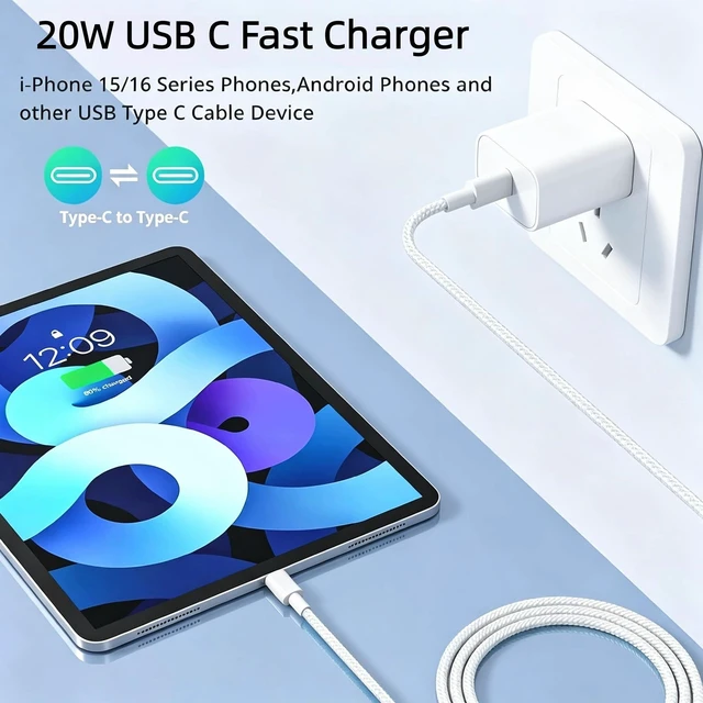 Alt view image 5 of 7 - 20W Mobile Fast Charging Phone Charger Fast Charging Cable 6FT Compatible with Apple iPhone 17 air/ 16/15 pro max/Plus, Long USB C to USB-C Charger 6 feet for iPhone air/17/16/15.