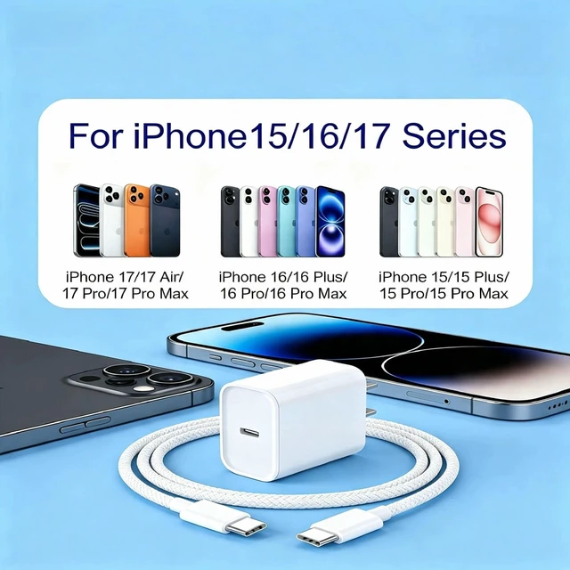 Alt view image 6 of 7 - 20W Mobile Fast Charging Phone Charger Fast Charging Cable 6FT Compatible with Apple iPhone 17 air/ 16/15 pro max/Plus, Long USB C to USB-C Charger 6 feet for iPhone air/17/16/15.