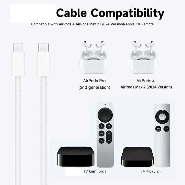 Alt view image 2 of 6 - 20W Fast Charger for iPhone 18 16E 17 Air 15/16 Pro Max, AirPods 5/4 4th, Airpods Pro 3 2 2nd,Beats Solo 4/Pill 2024/Powerbeats Pro 3 2 USB TPYE C Charging Cord Compatible Apple TV Remote, Ipad 11 12