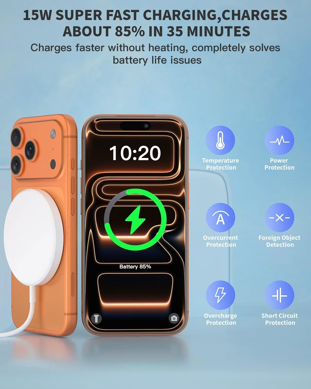 Alt view image 3 of 7 - Magnetic Charger,2Pack Fast Apple Mag-Safe Charger iPhone Magnetic | Magnet Charging Pad Flat Mag Safe Charging for iPhone 17Pro Max/16 Pro Max/16Pro/16/15Pro Max/15 Plus/14/13/12/AirPods Pro3/2