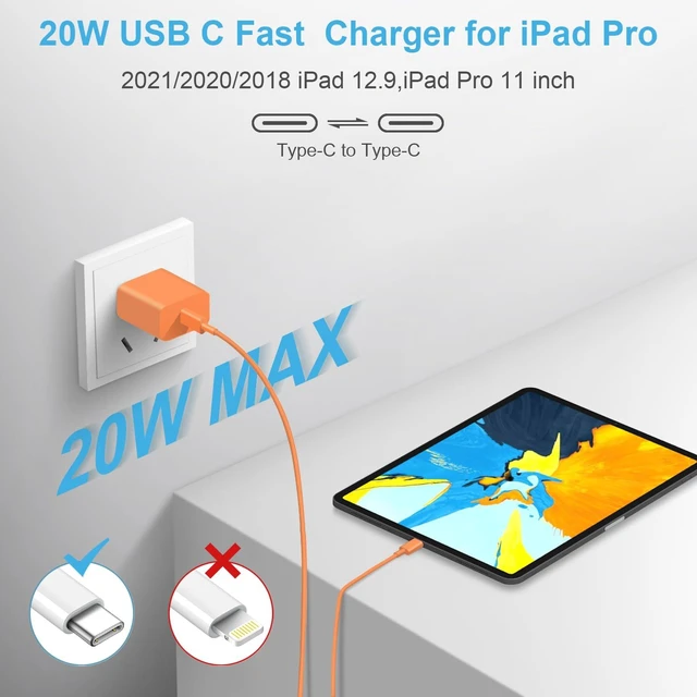 Alt view image 2 of 7 - for iPhone 18 17 16 15 Charger Fast Charging 10FT Cord 20W USBC Cube Orange | 10FT Extra Long Cable with 2Pack 20W Block for iPhone 18/18Pro/18Pro Max/17/17Pro/17Pro Max/16/15/Duo