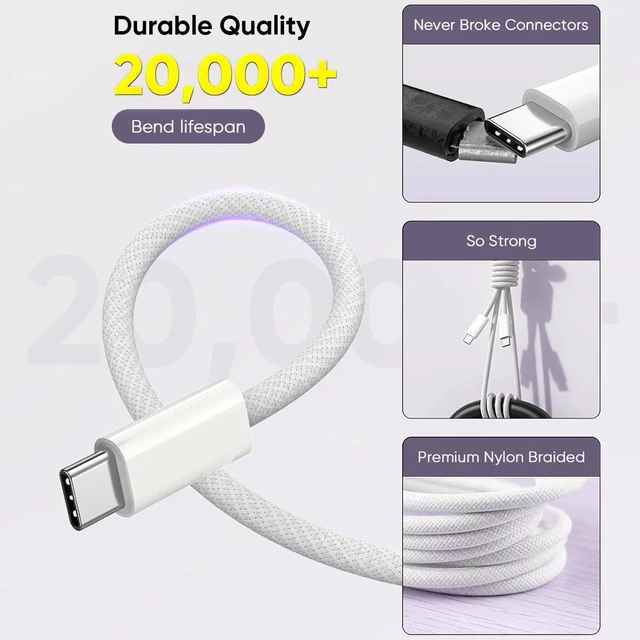 Alt view image 4 of 7 - iPhone Charger Fast Charging,Apple 60W USB C Charger 4Port USB A/C Apple Charger Block Multiport Adapter 6FT USB C to C Cable Cord for iPhone Duo/18 ProMax/18Pro/Air/17ProMax/17/16ProMax/16E/16/15Plus