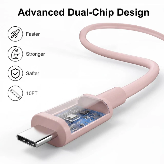 Alt view image 4 of 7 - iPhone 18 17 16 15 Charger Fast Charging, 20W Dual Port USB C Charger Block | Type C Charger Fast Charging, 10FT Long USB C to C Cable for iPhone 18 17 16 15 Pro Max, Duo, Air, Android Phone, iPad