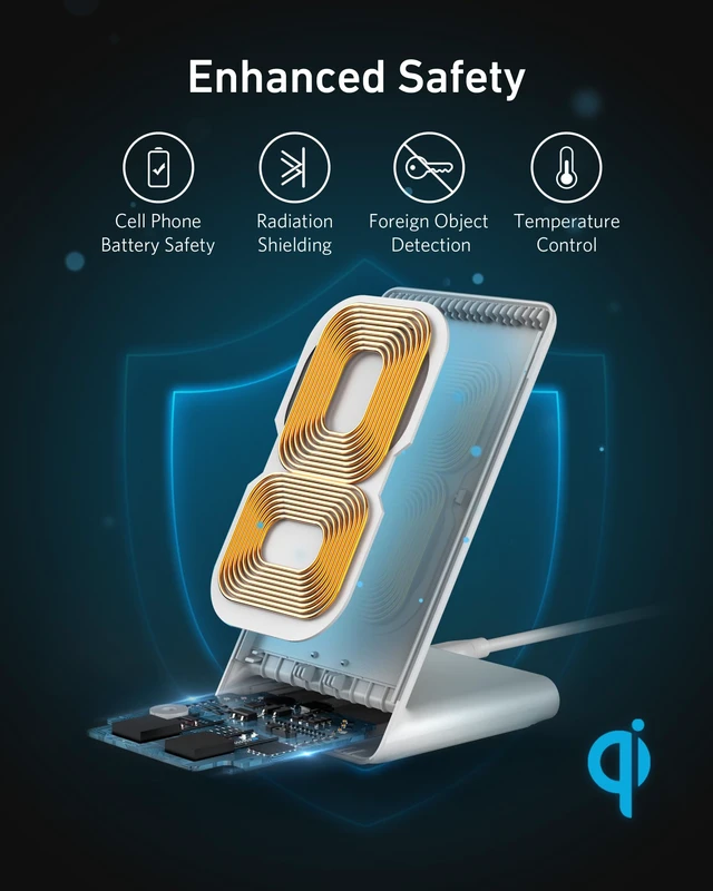 Alt view image 5 of 7 - 313 Qi-Certified 10W Max Wireless Charger Stand | Fast Power for iPhone 15 / 14 / 13 / 12 / 11 / X / 8, Galaxy S23 / S22, and More (Micro-USB Cable, Adapter Not Included)