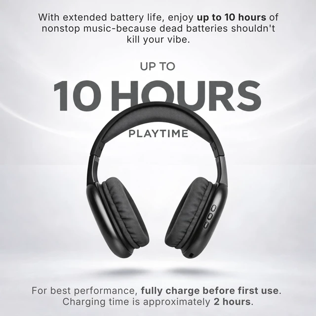 Alt view image 4 of 7 - Ultra Wireless Over-Ear Bluetooth Headphones with Mic,10H Playtime, Bluetooth Headset with Backup Wire & SD Slot, Wireless Headphones for Work, School & Gym (Black)