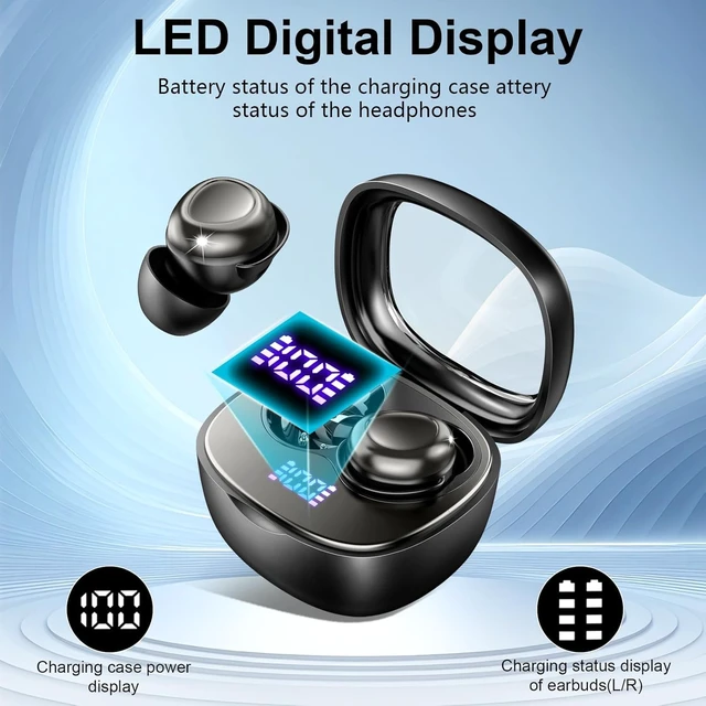 Alt view image 7 of 7 - Wireless Earbuds, 2026 Bluetooth 5.4 Sleep Ear buds, Wireless Headphones | Sleep Mode, 55H Playtime, ENC Dual Mic, IPX7 Waterproof, Digital Battery Display, iOS/Android, Short relaxation/Fitness