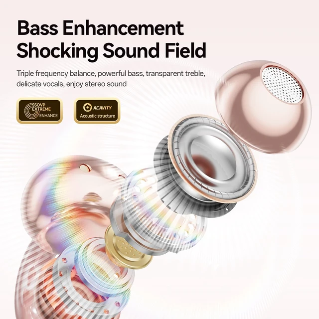 Alt view image 4 of 7 - Clip-On Open Ear Earbuds for Women,Bluetooth 6.0 Wireless Earbuds with Hi-Fi Stereo Sound, Lightweight Headphones for Small Ears,Comfortable All-Day Wear,40H Playtime,USB-C,Sports Daily Use Rose gold