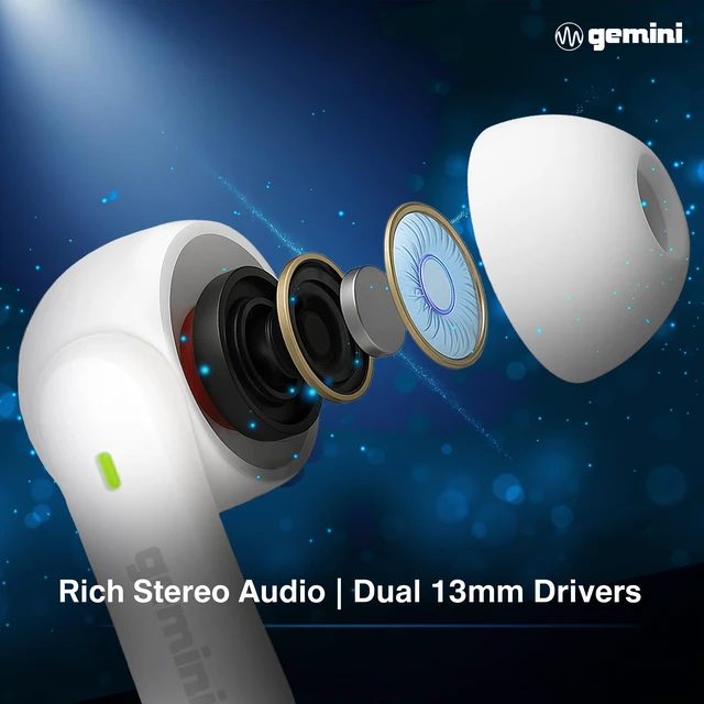 Alt view image 3 of 7 - True Wireless Earbuds, 13mm Drivers, Touch Control (GEBX-100) | True wireless earbuds, dual 13mm drivers - up to 4 hr + USB-C case - tap control - hands-free calls
