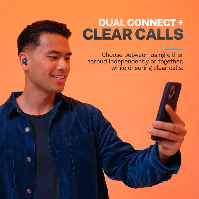 Alt view image 5 of 7 - Go Air Pop+ True Wireless Earbuds, in Ear Headphones, Bluetooth Earphones, 35H Playtime Ear Buds, Bluetooth Earbuds with Microphone, USB-C Charging Case, Dual Connect, EQ3 Sound, Navy Blue