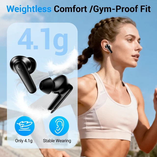 Alt view image 5 of 7 - LED Display Wireless Earbuds Bluetooth 5.4 in Ear Headphones | 48H Playtime,Deep Bass Sound,10mm Clear Calls,Lightweight Headsets Secure Fit for Work, Commute, Gaming, Running Black