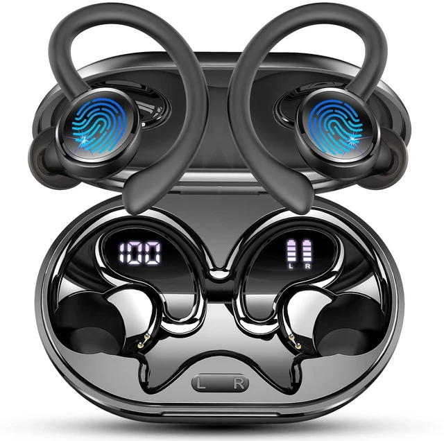 Main image of Wireless Earbuds, Bluetooth 5.4 Headphones, 75H Deep Bass Sound, Earhook | Sport, Over Ear Buds, 4 ENC Noise Cancelling Mic, Dual LED Display, IP7 Waterproof Earphones, Workout, Running, Gym