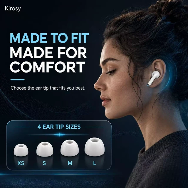 Alt view image 7 of 7 - Wireless Earbuds pro 3, Bluetooth 5.3 Noise Cancelling Headphones, White | ENC Clear Calls, 30H Total Playtime, Comfortable In-Ear Fit for Sports, Travel and Daily Use, Compatible for iPhone/ Android