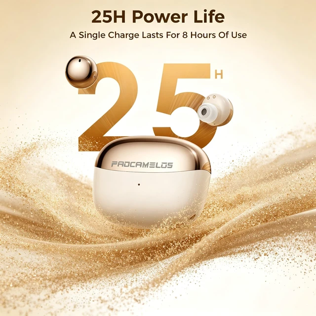 Alt view image 5 of 7 - Aesthetic Upgraded Wireless Earbuds 2-in-1 with Day & Night Modes, Bluetooth 6.0 Ultra-Mini Headphones, Built in Mics & HIfi Stereo Earphones, IPX5, All in Comfortable Ear buds (Classic Gold)